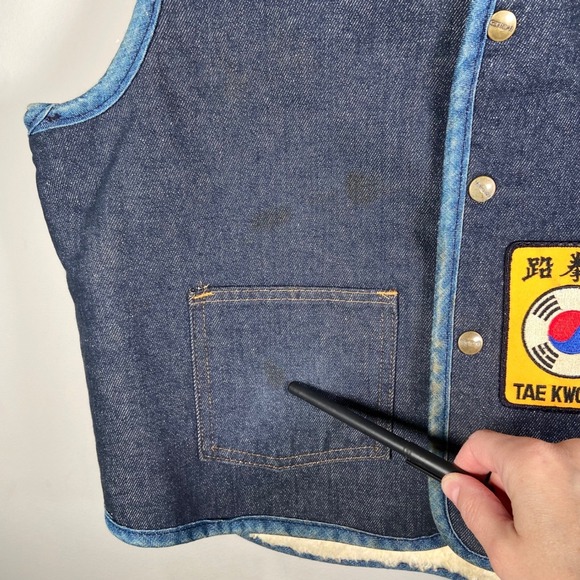 Vintage Carhartt Denim Sherpa Vest Mens Large Workwear Trucker Lined - Picture 8 of 15